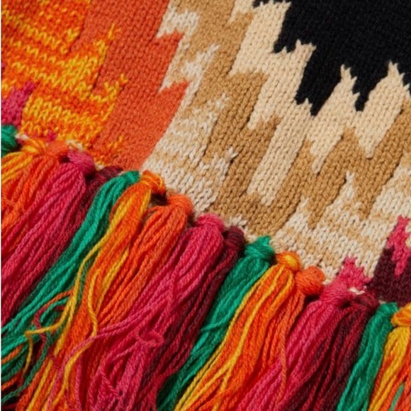 Alice + Olivia Multicolor Patterned Reva Print Fringe Peplum Tank Top Large - Picture 8 of 9